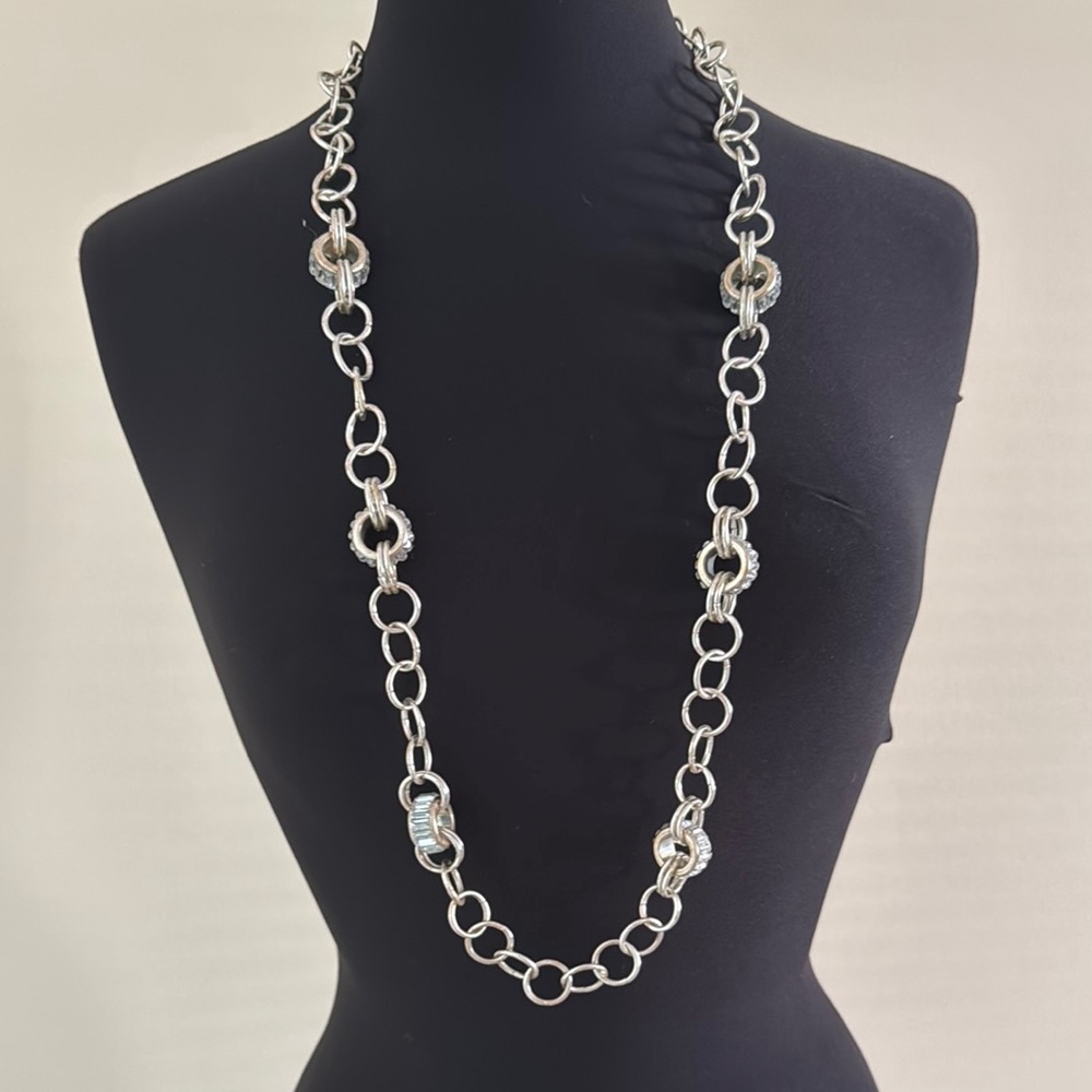 Alfani Silver Statement Necklace Bold Chain Links EUC